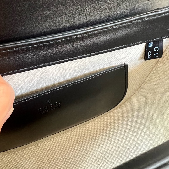 New Gucci Crossbody Embossed Black Leather Braided Yellow Bag Logo - Picture 10 of 11